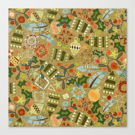 vintage christmas gold Canvas Print