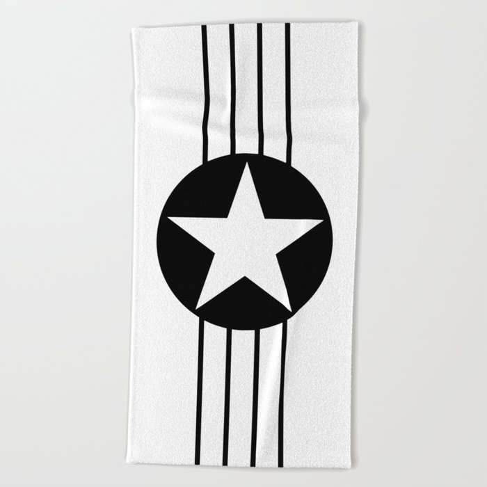 Black And White Star Beach Towel