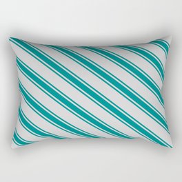 [ Thumbnail: Light Grey and Teal Colored Lined Pattern Rectangular Pillow ]