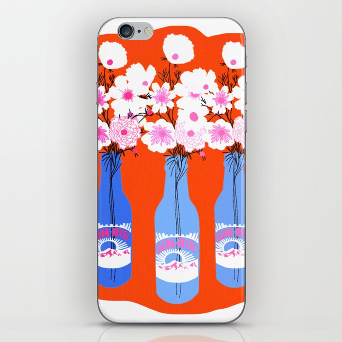 Retro Spring Flowers Bottle Bouquet Red iPhone Skin