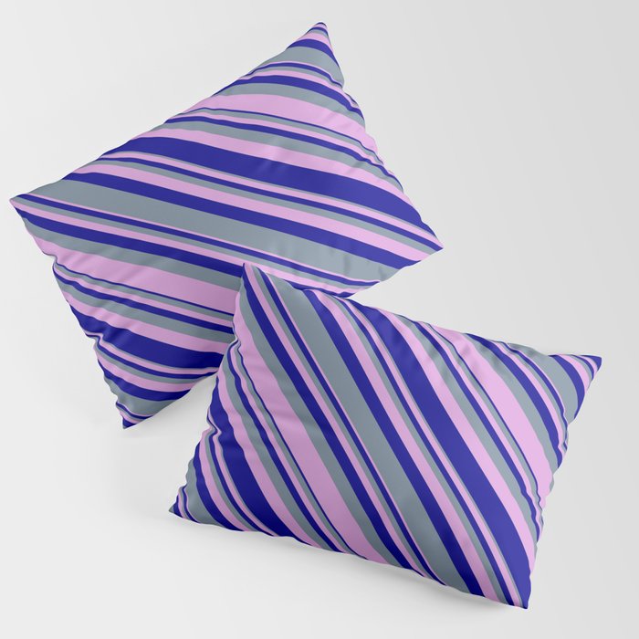 Light Slate Gray, Plum, and Dark Blue Colored Lines/Stripes Pattern Pillow Sham