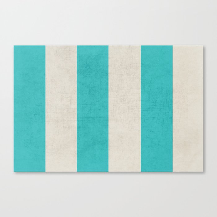 vintage aqua stripes Canvas Print