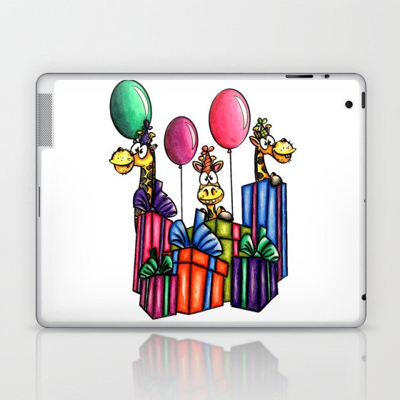 IMAGE #163 - BIRTHDAY GIRAFFES Digital Stamp by Sasayaki Glitter digital stamps- Naz- Laptop & iPad Skin