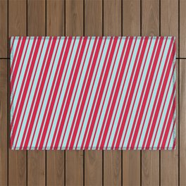 [ Thumbnail: Crimson & Turquoise Colored Lined/Striped Pattern Outdoor Rug ]