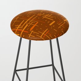 Mid-Century Modern Kinetikos Pattern in Retro 70s Brown Orange Bar Stool