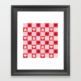 Meeple Love Checkerboard Framed Art Print