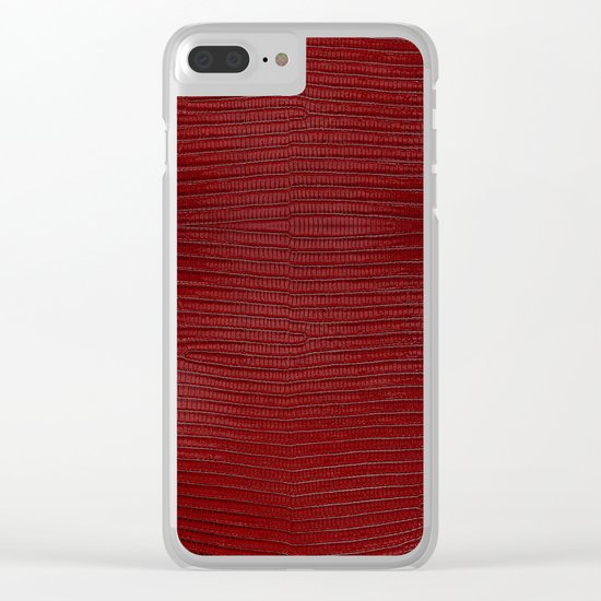 Red Lizard Leather Print Clear iPhone Case