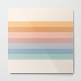 Pastel Retro Rainbow Stripes  Metal Print