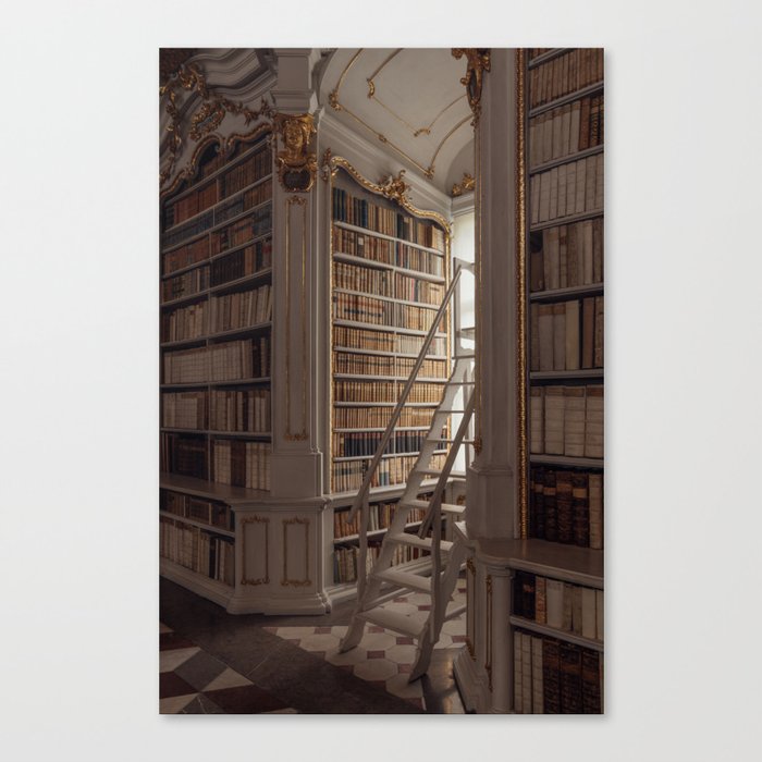 Golden Library - Dreaming in Fairytales series | Vienna Austria Europe | Gold and white color photo | Fine Art Travel Photography Canvas Print