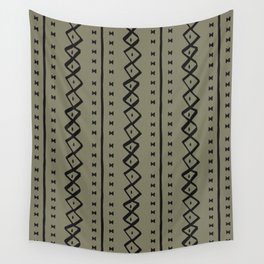 Olive Green Bow Tie Mud Cloth Pattern Wall Tapestry