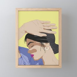 Girl on yellow Framed Mini Art Print