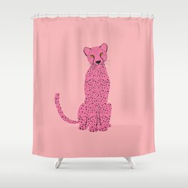 Preppy Aesthetic - Cute Pink Cheetah Shower Curtain