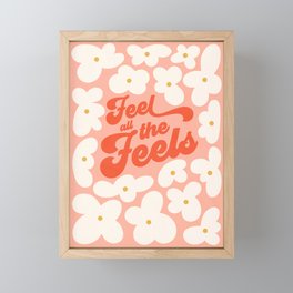 Retro Floral 'Feel all the Feels' - Peachy Framed Mini Art Print