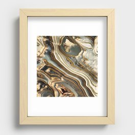 White Gold Agate Abstract Recessed Framed Print