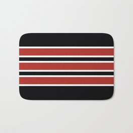 70s Style Black Red White Retro Stripes Xipe Bath Mat