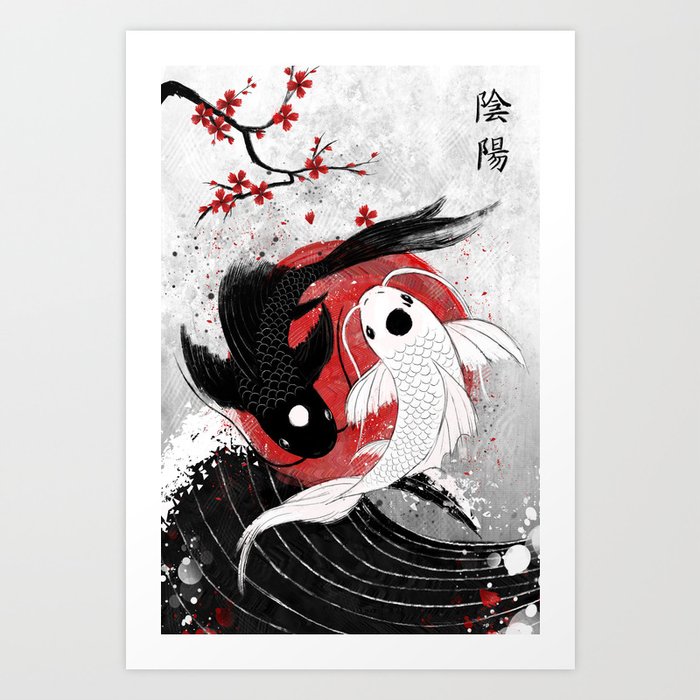 Koi Fish Yin Yang Art Print By Rubyartwork Society6