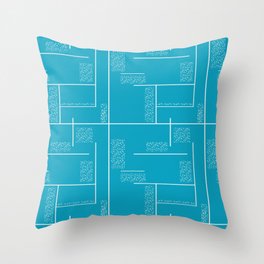 Teal line art Throw Pillow