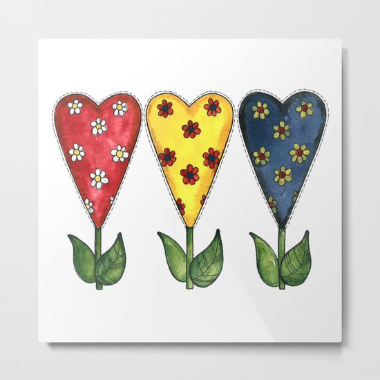Hearts & Flowers Metal Print