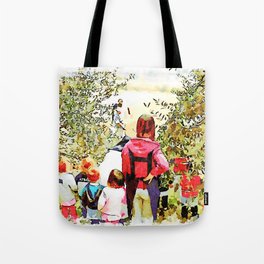 Hortus Conclusus: children with the teacher visiting the countryside Tote Bag