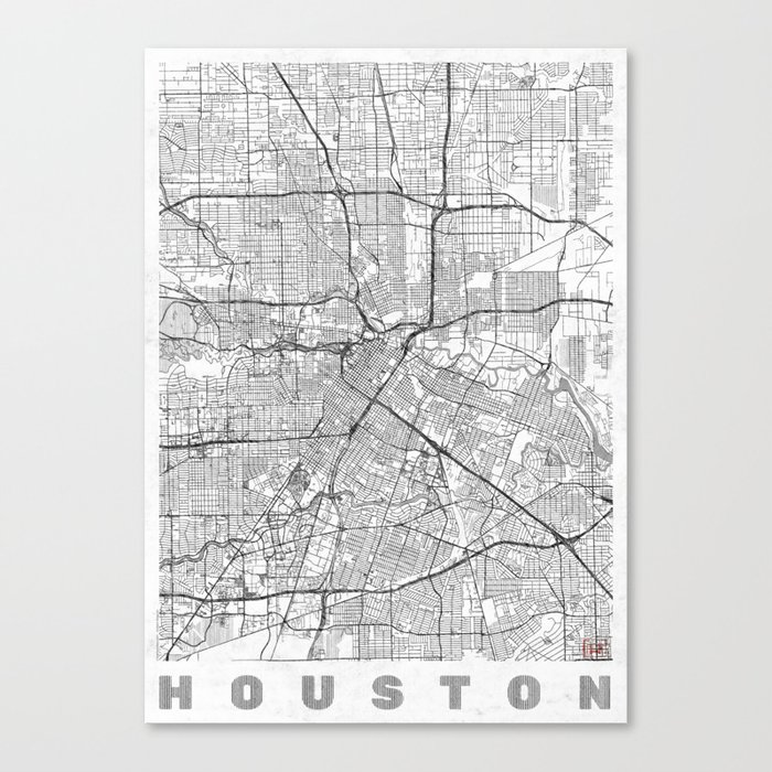 Houston Map Line Canvas Print