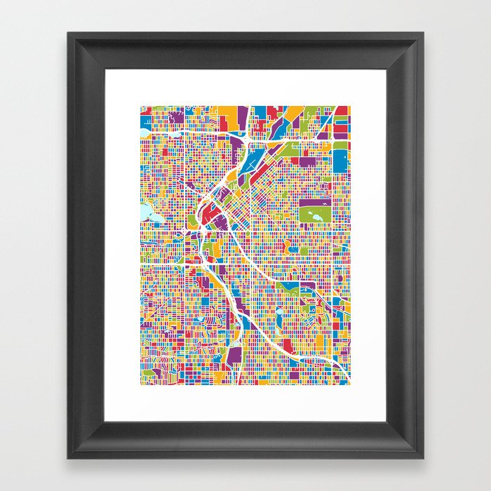 Denver Colorado Street Map Framed Art Print