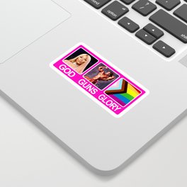 God Guns Glory - Funny LGBT Meme Sticker | Queer, Gay, Lgbt, Trans, Barbs, Bisexual, Joke, Graphicdesign, Cute, Pride 