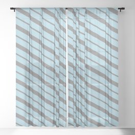 [ Thumbnail: Light Blue and Gray Colored Lined/Striped Pattern Sheer Curtain ]