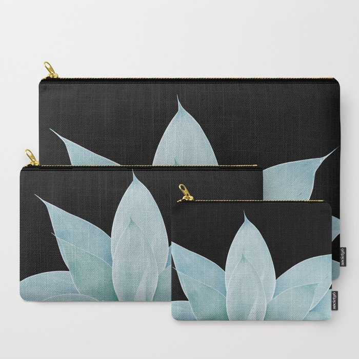 Green Agave on Black #1 #tropical #decor #art #society6 Carry-All Pouch