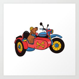 Motorcycle Dog in sidecar Art Print | Tattoo, Cute, Graphicdesign, Cool, Pet, Puppy, Bike, Helmet, Cars, Racing 