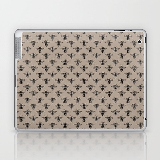 Vintage Honey Bee Pattern Taupe Laptop & iPad Skin