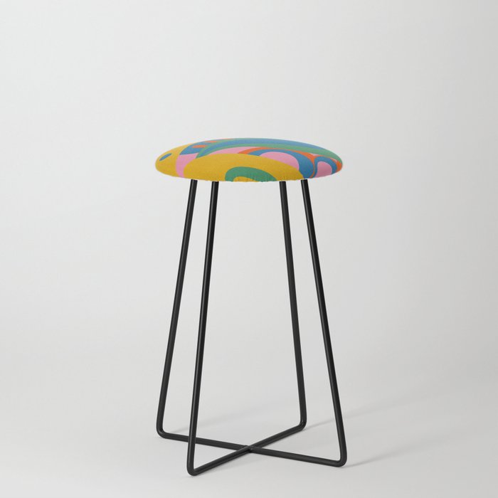 So Trippy Retro Psychedelic Abstract Pattern 2 in Rainbow Pop Colors Counter Stool