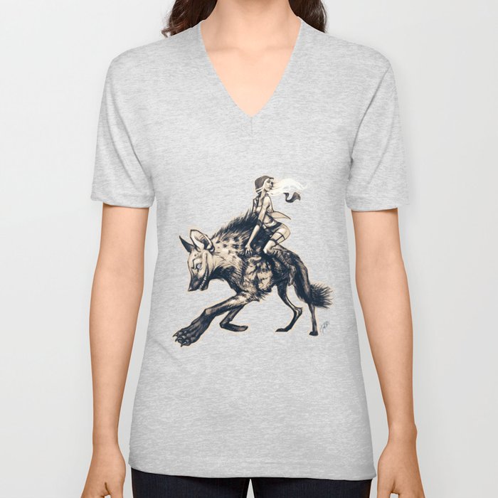 Hyena Rider V Neck T Shirt