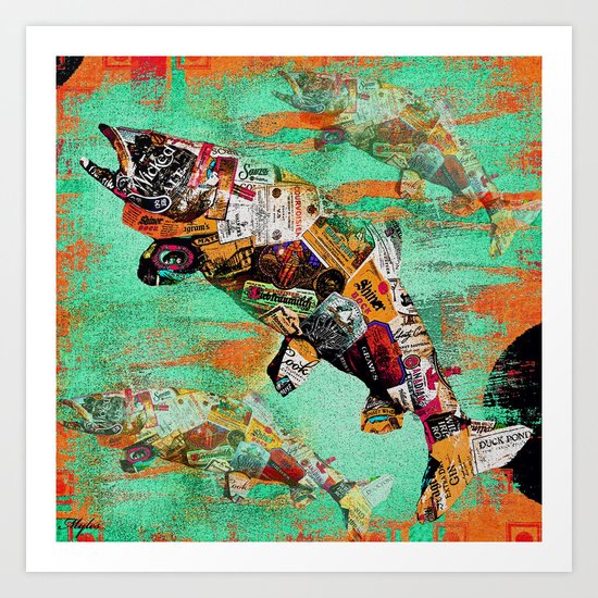 FISH AND BOURBON Art Print