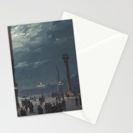 A View of the Piazzetta by Moonlight, Venice -   Ippolito Caffi Stationery Card
