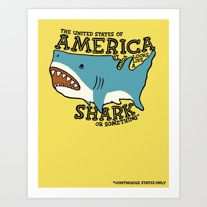 America…   it kinda looks like a shark or something Art Print