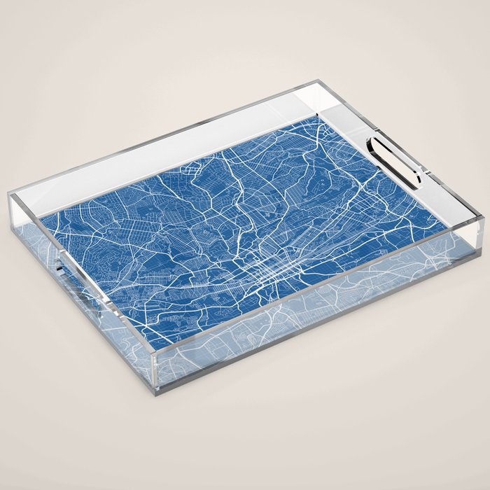 Johannesburg City Map of South Africa Blueprint Acrylic Tray by deMAP
