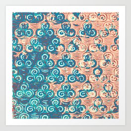 Celtic clover pattern in pink and blue Art Print