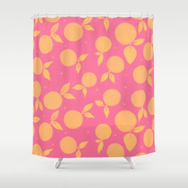 Abstract tangerine pattern - hot pink and yellow Shower Curtain