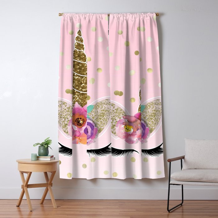 Floral Trendy Modern Unicorn Horn Gold Confetti Blackout
