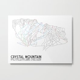 Crystal Mountain, WA - Minimalist Trail Maps Metal Print | Vector, Illustration, Abstract, Graphic Design 
