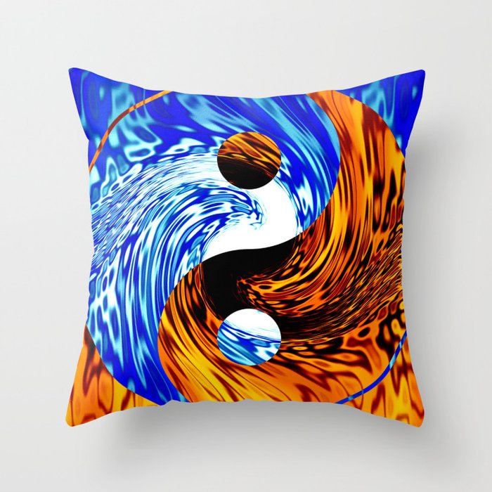 Yin Yang Fire Water Abstract Throw Pillow By Metaphysicalcommonsense