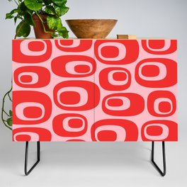 Retro Mid Century Modern Atomic Pattern 540 Red and Pink Credenza