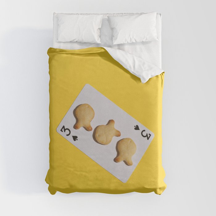 Fish Crackers on a Playing Card Duvet Cover
