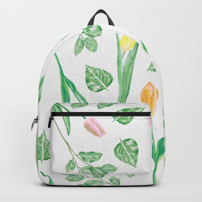 Tulips Floral Pattern Backpack