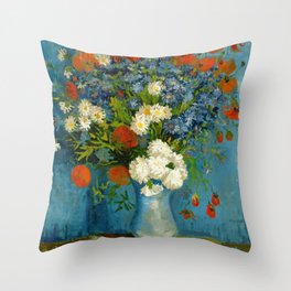 Vincent Van Gogh Vase With Cornflowers And Poppies Throw Pillow