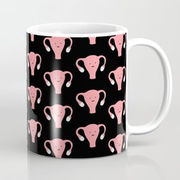 Patterned Happy Uterus in Black Coffee Mug