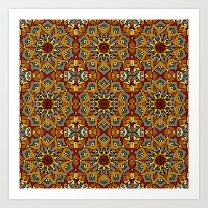 Kaleidoscope Mandala Fall Colors 1 Art Print