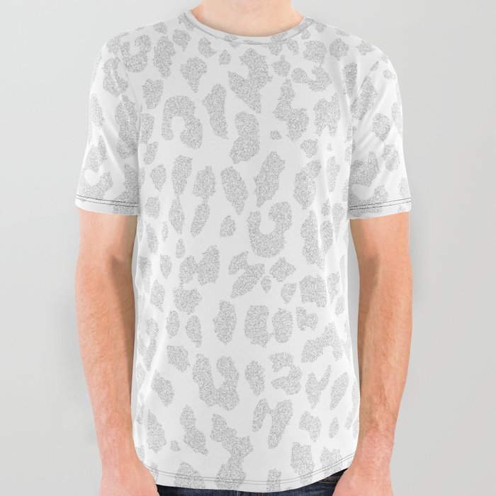 Pale Gray Leopard All Over Graphic Tee