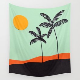 Beach with Mint Sky Wall Tapestry