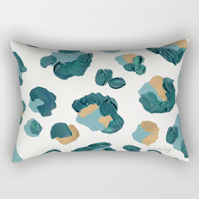 Leopard Print – Teal & Copper Rectangular Pillow
